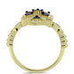 Anillo de Plata Bañada en Oro con Diamante azul danzante