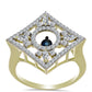 Anillo de Plata Bañada en Oro con Diamante azul danzante y Topacio Blanco