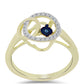 Anillo de Plata Bañada en Oro con Diamante azul danzante y Topacio Blanco