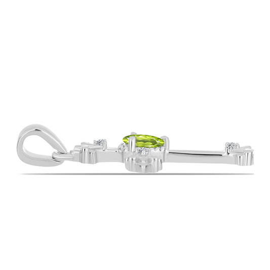 Cruz Colgante de Plata con Peridoto de Changbai y Topacio Blanco
