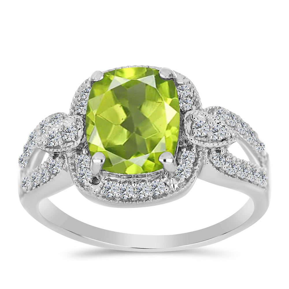 Anillo de Plata con Peridoto de Changbai y Topacio Blanco