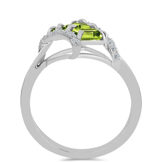 Anillo de Plata con Peridoto de Changbai y Topacio Blanco