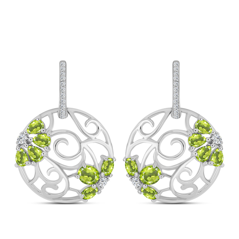 Pendientes de Plata con Peridoto de Changbai y Topacio Blanco