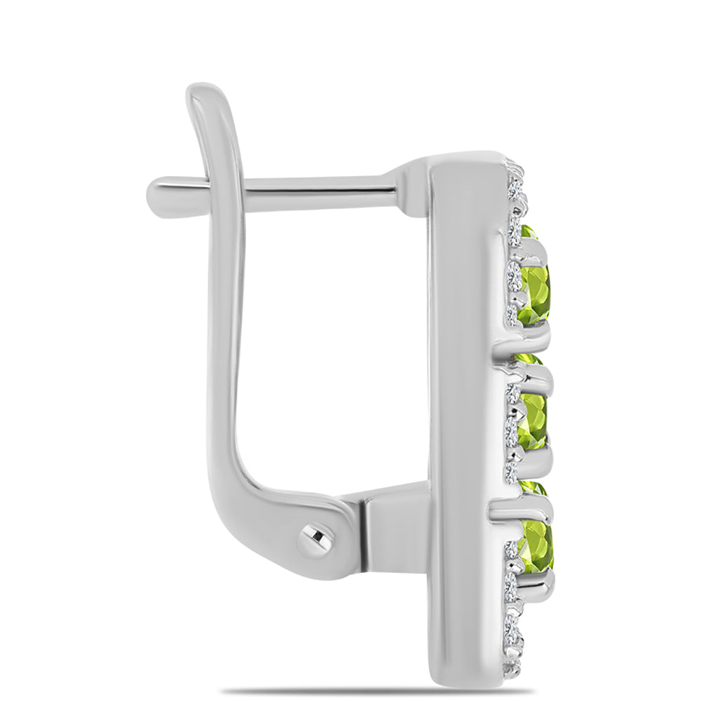 Pendientes de Plata con Peridoto de Changbai y Topacio Blanco 2 