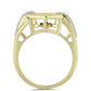 Anillo de Plata Bañada en Oro con Diamante azul danzante y Topacio Blanco