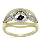 Anillo de Plata Bañada en Oro con Diamante azul danzante y Topacio Blanco