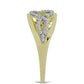 Anillo de Plata Bañada en Oro con Diamante azul danzante y Topacio Blanco