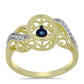 Anillo de Plata Bañada en Oro con Diamante azul danzante y Topacio Blanco