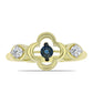 Anillo de Plata Bañada en Oro con Diamante azul danzante y Topacio Blanco