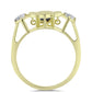 Anillo de Plata Bañada en Oro con Diamante azul danzante y Topacio Blanco