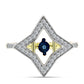Anillo de Plata Bañada en Oro con Diamante azul danzante y Topacio Blanco