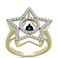 Anillo de Plata Bañada en Oro con Diamante azul danzante y Topacio Blanco