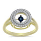 Anillo de Plata Bañada en Oro con Diamante azul danzante y Topacio Blanco