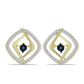 Pendientes de Plata Bañada en Oro con Diamante azul danzante y Topacio Blanco
