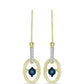 Pendientes de Plata Bañada en Oro con Diamante azul danzante y Topacio Blanco