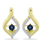 Pendientes de Plata Bañada en Oro con Diamante azul danzante y Topacio Blanco