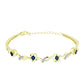 Brazalete de Plata Bañada en Oro con Diamante azul danzante y Topacio Blanco