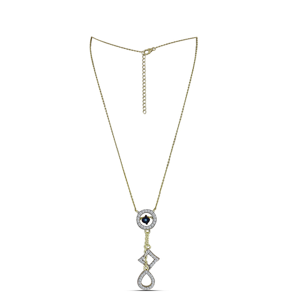 Collar de Plata Bañada en Oro con Diamante azul danzante y Topacio Blanco 1 