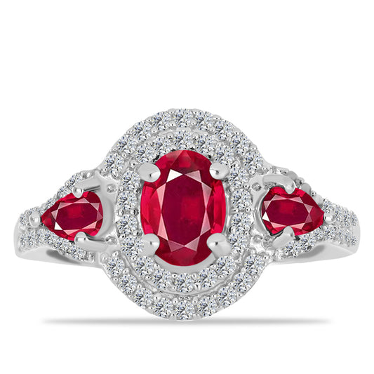 Anillo de Plata con Rubí de Madagascar y Topacio Blanco