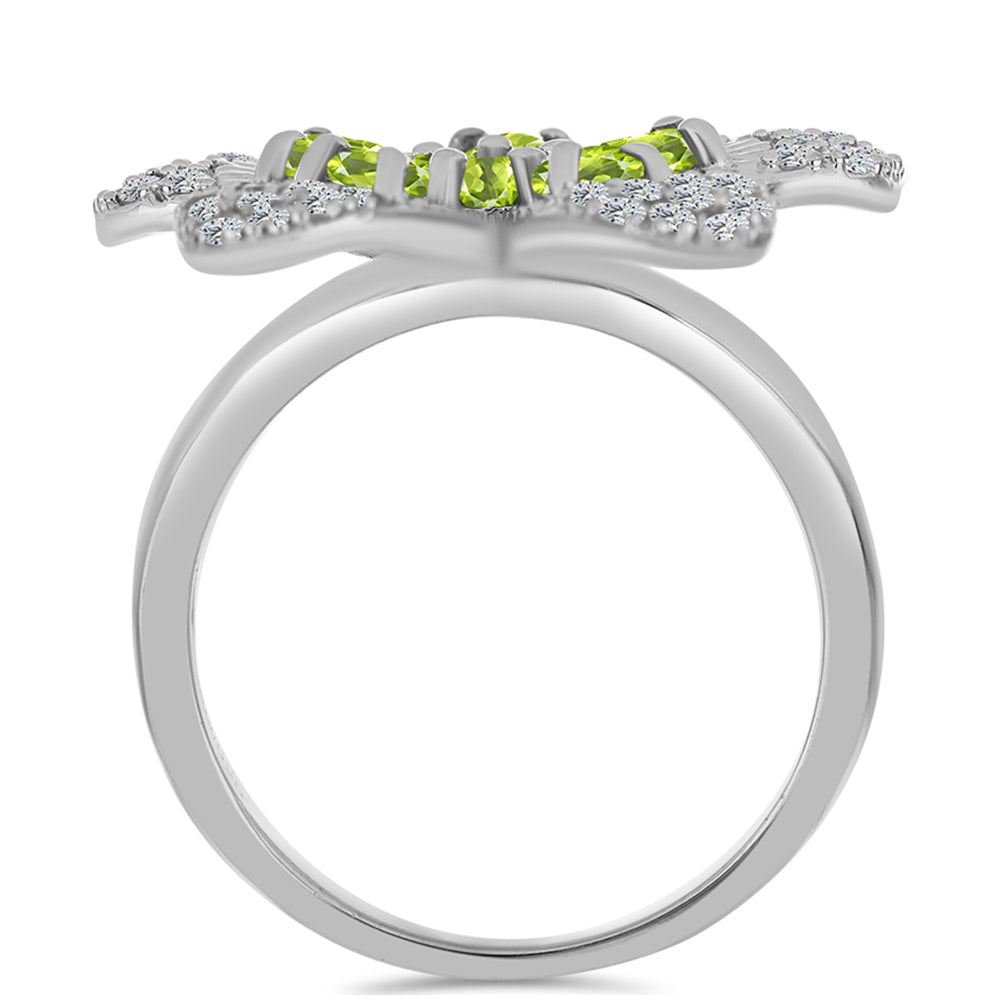 Anillo de Plata con Peridoto de Changbai y Topacio Blanco 2 