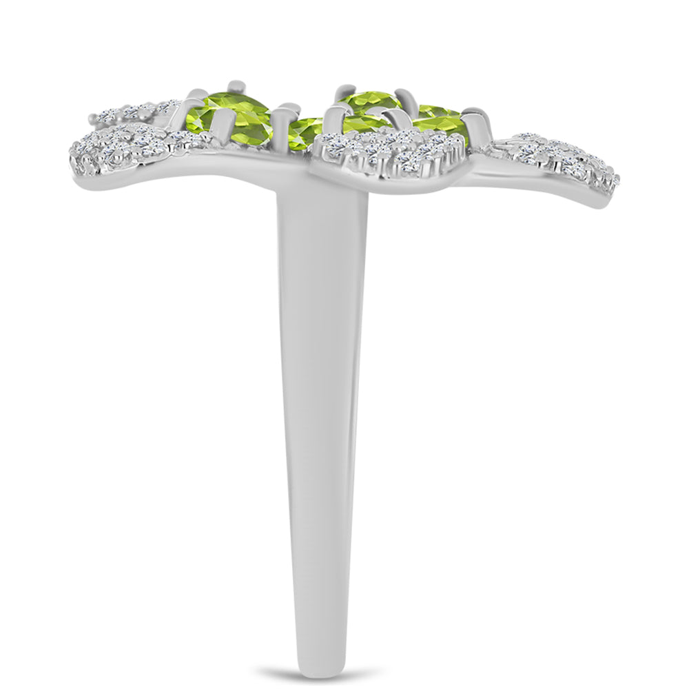 Anillo de Plata con Peridoto de Changbai y Topacio Blanco 4 