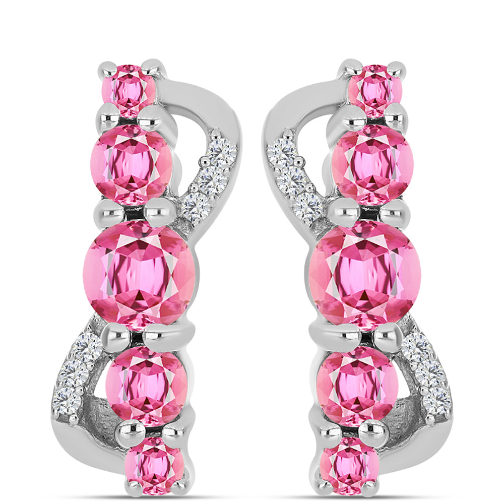 Pendientes de Plata con Turmalina Rosa de Pelmadulla y Topacio Blanco 1 