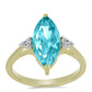 Anillo de Plata Bañada en Oro con Cuarzo Paraiba y Topacio Blanco
