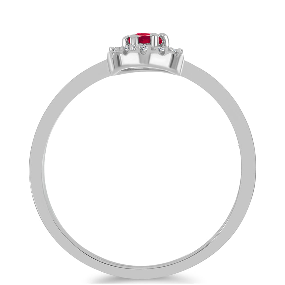 Conjunto de Plata con Rubí de Madagascar y Topacio Blanco ( Pendientes +Anillo ) 5 