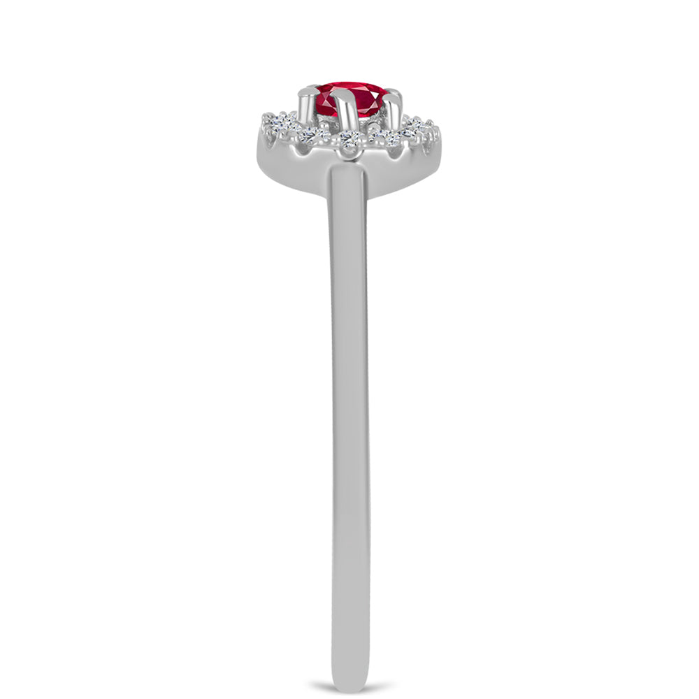 Conjunto de Plata con Rubí de Madagascar y Topacio Blanco ( Pendientes +Anillo ) 7 