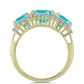 Anillo de Plata Bañada en Oro con Cuarzo Paraiba y Topacio Blanco