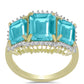 Anillo de Plata Bañada en Oro con Cuarzo Paraiba y Topacio Blanco