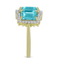 Anillo de Plata Bañada en Oro con Cuarzo Paraiba y Topacio Blanco