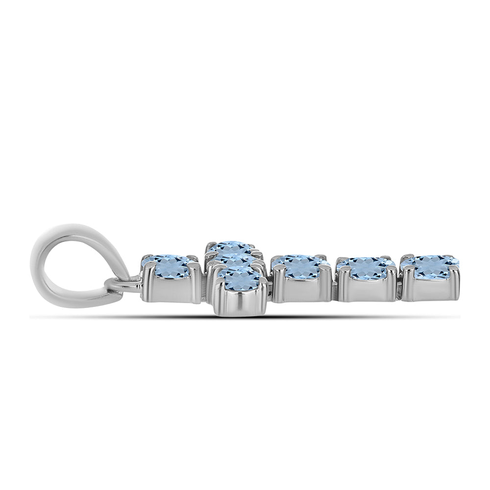 Cruz Collar de Plata con Aguamarina del Condado de Embu 2 