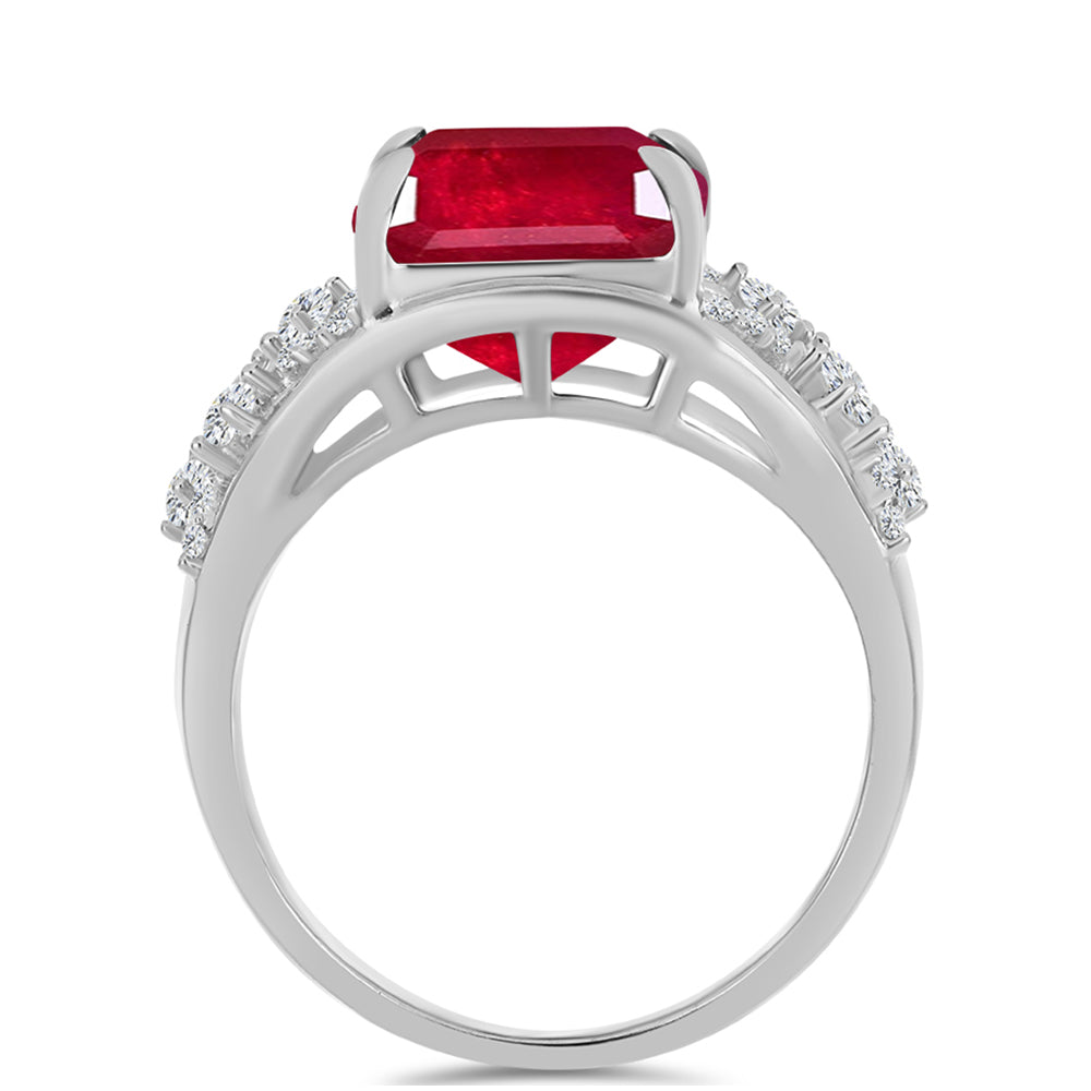 Anillo de Plata con Rubí de Madagascar y Topacio Blanco 6 