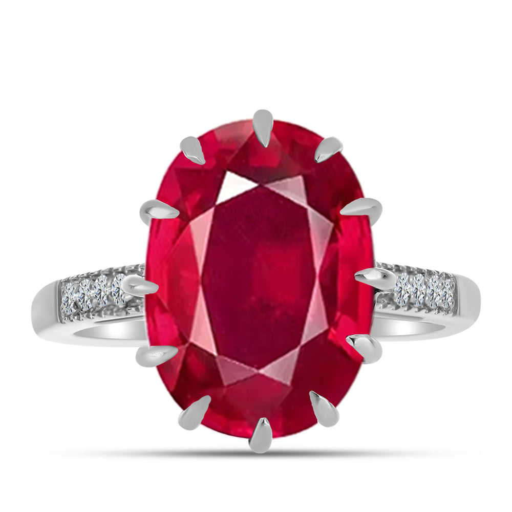 Anillo de Plata con Rubí de Madagascar y Topacio Blanco