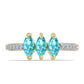 Anillo de Plata Bañada en Oro con Cuarzo Paraiba y Topacio Blanco