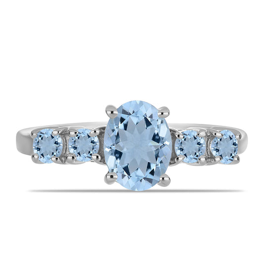 Anillo de Plata con Aguamarina del Condado de Embu