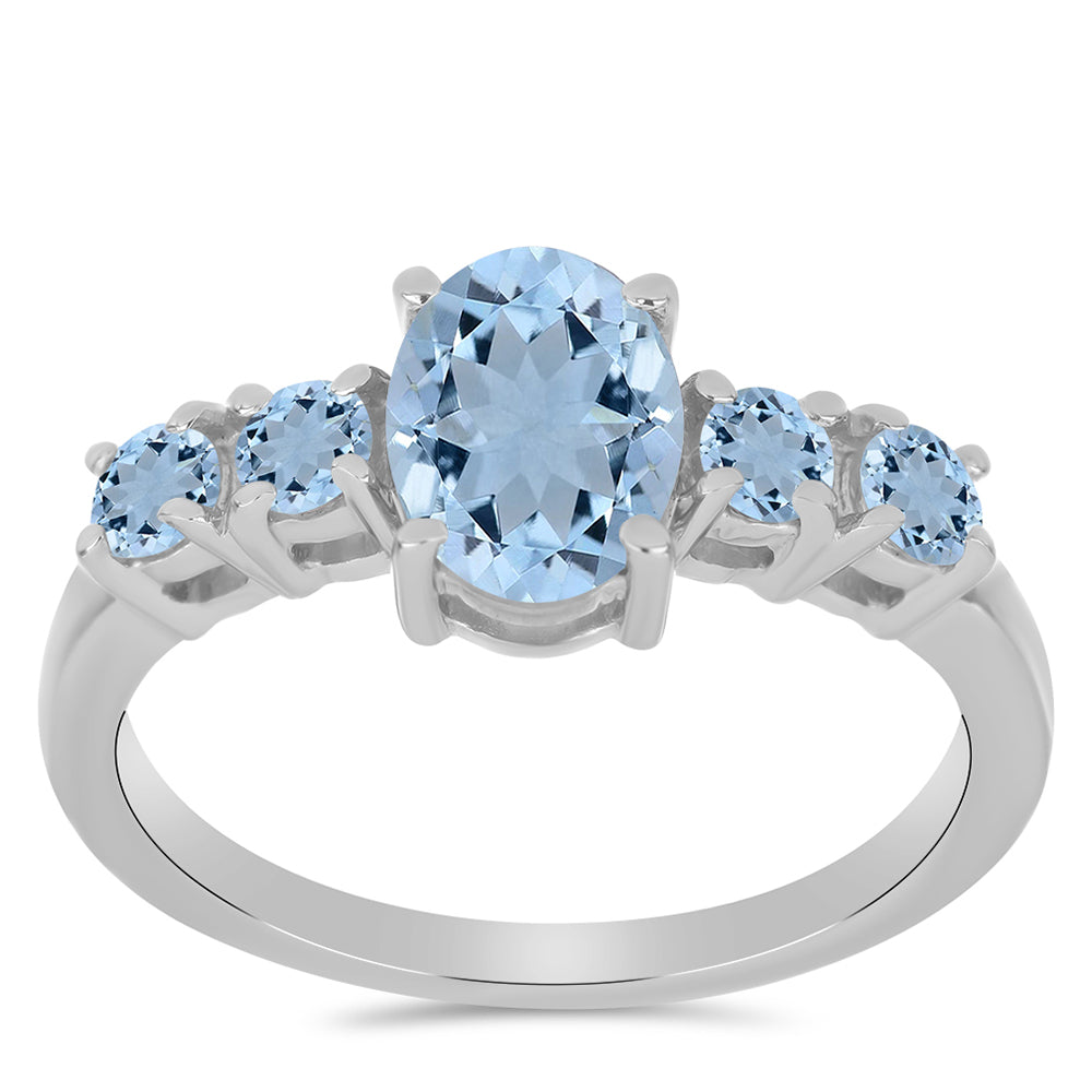 Anillo de Plata con Aguamarina del Condado de Embu