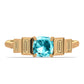 Anillo de Plata Bañada en Oro con Cuarzo Paraiba y Zircón Blanco
