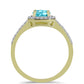 Anillo de Plata Bañada en Oro con Cuarzo Paraiba y Topacio Blanco