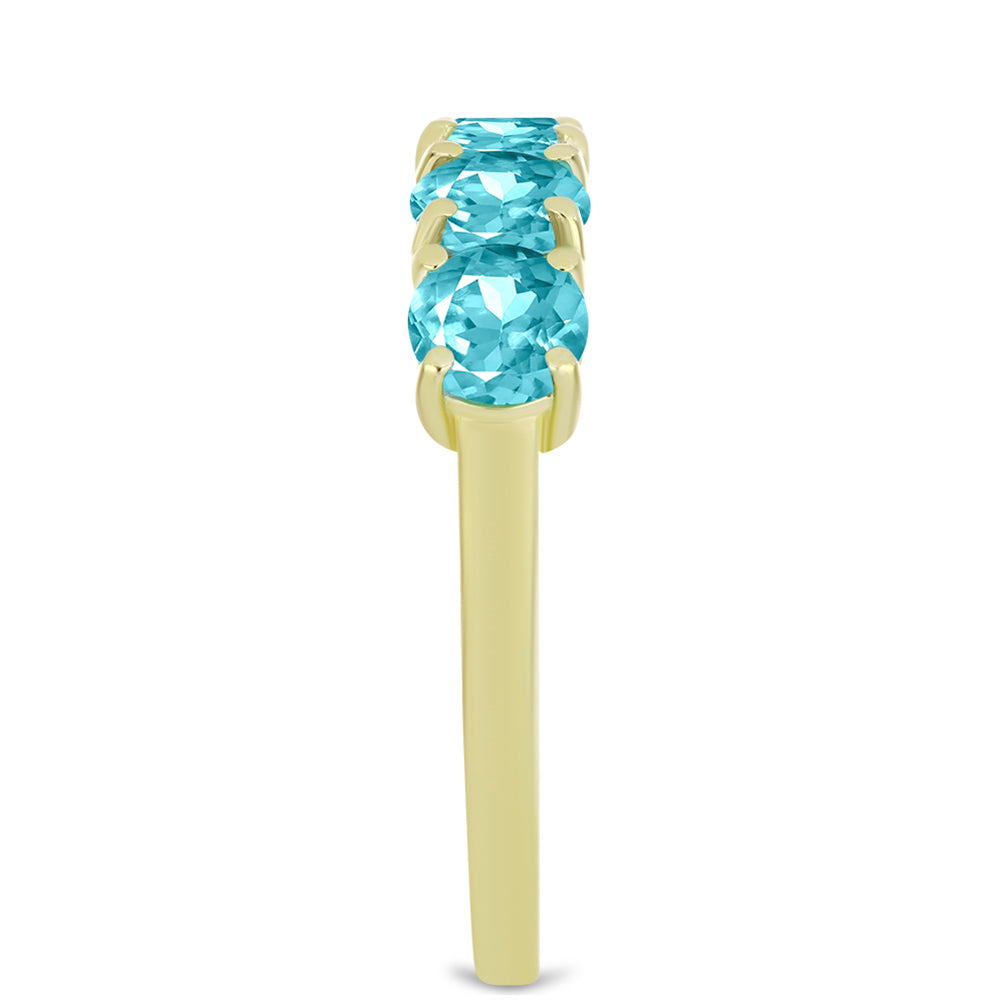 Anillo de Plata Bañada en Oro con Cuarzo Paraiba 4 
