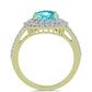 Anillo de Plata Bañada en Oro con Cuarzo Paraiba y Topacio Blanco