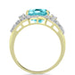 Anillo de Plata Bañada en Oro con Cuarzo Paraiba y Topacio Blanco