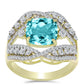 Anillo de Plata Bañada en Oro con Cuarzo Paraiba y Topacio Blanco