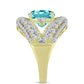 Anillo de Plata Bañada en Oro con Cuarzo Paraiba y Topacio Blanco