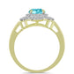 Anillo de Plata Bañada en Oro con Cuarzo Paraiba y Topacio Blanco