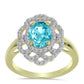 Anillo de Plata Bañada en Oro con Cuarzo Paraiba y Topacio Blanco