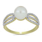 Anillo de Plata Bañada en Oro con Perla blanca de agua dulce y Topacio Blanco