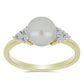 Anillo de Plata Bañada en Oro con Perla blanca de agua dulce y Topacio Blanco