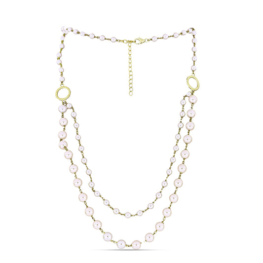Collar de Plata Bañada en Oro con Perla blanca de agua dulce